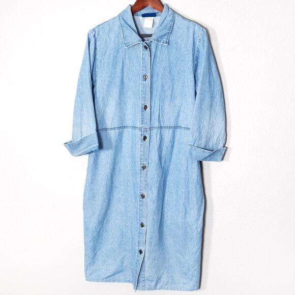 Source Unknown Dresses & Skirts - Lord Isaacs Denim Shirt Dress Size L Western Core Button Front Vintage